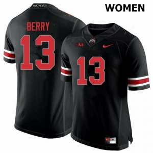NCAA Ohio State Buckeyes Women's #13 Rashod Berry Blackout Nike Football College Jersey SXQ0445WB